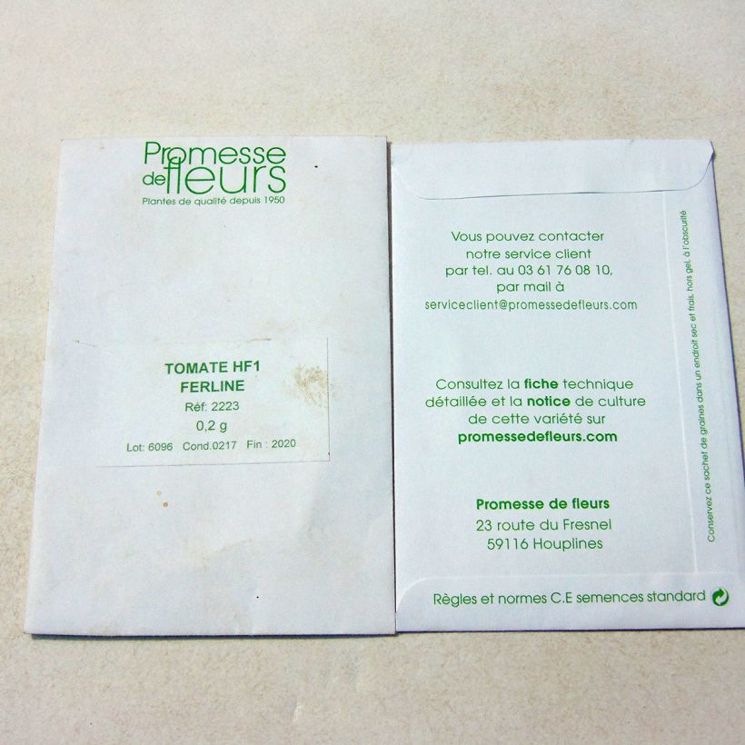 Exemple de spécimen de Tomate Ferline F1 le sachet de 12 graines environ (minimum 0,2g) tel que livré