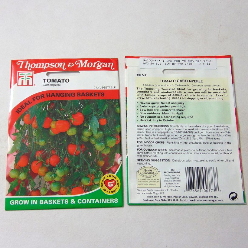 Exemple de spécimen de Tomate Gartenperle - Tomate-cerise le sachet de 20 graines environ tel que livré