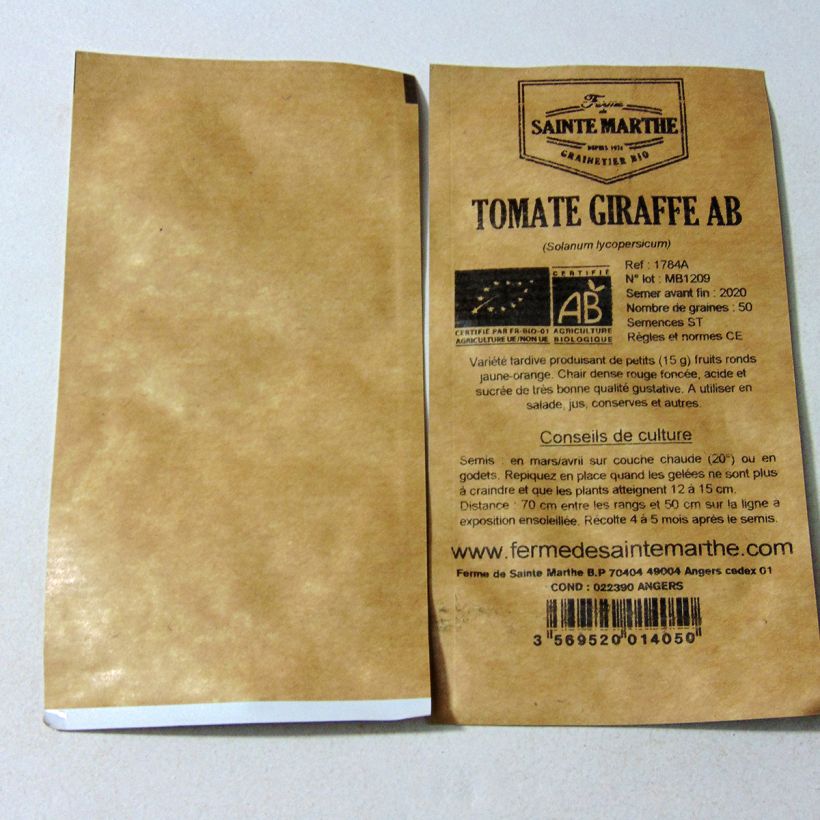 Exemple de spécimen de Tomate Giraffe Bio - Ferme de Sainte Marthe le sachet de 50 graines environ tel que livré