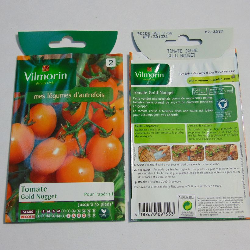 Exemple de spécimen de Tomate Gold Nugget - Vilmorin le sachet de 150 graines environ (0.5g) tel que livré