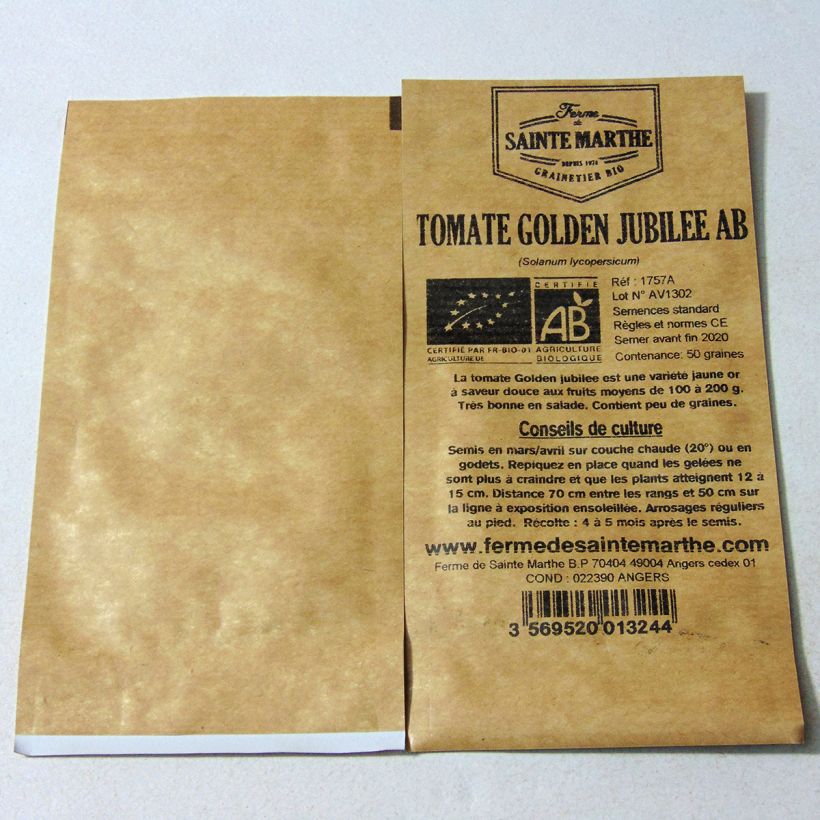 Example of Tomate Golden Jubilee Bio - Ferme de Sainte Marthe le sachet de 50 graines environ as you get