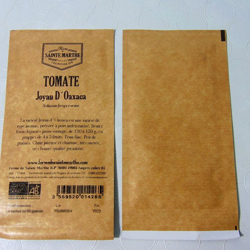 Exemple de spécimen de Tomate Joyau d'Oaxaca Bio - Ferme de Sainte Marthe le sachet de 50 graines environ tel que livré