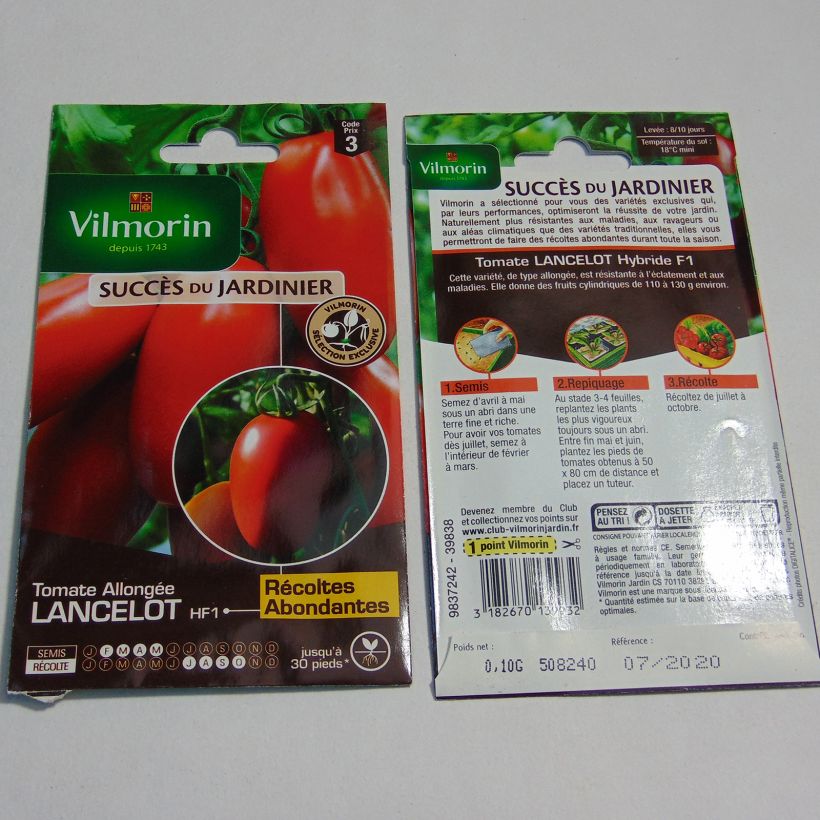 Exemple de spécimen de Tomate Lancelot F1 - Vilmorin le sachet de 30 graines environ (0.1g) tel que livré