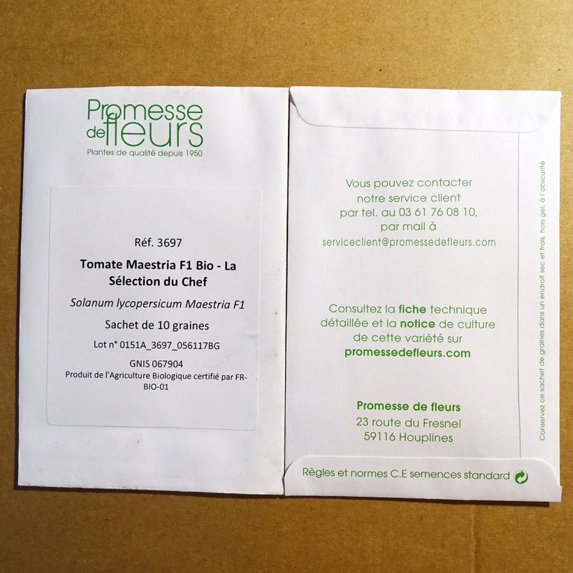 Exemple de spécimen de Tomate Maestria F1 Bio - La Sélection du Chef le sachet de 10 graines environ tel que livré