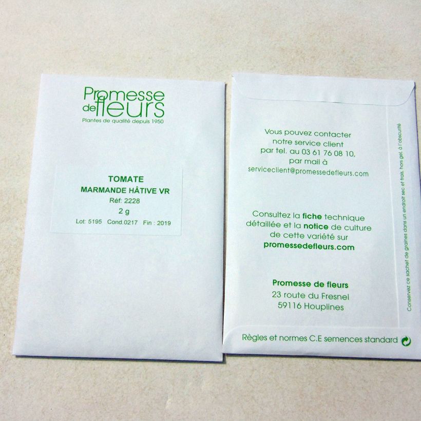 Exemple de spécimen de Tomate Marmande le sachet de +/- 600 graines environ (minimum 2g) tel que livré