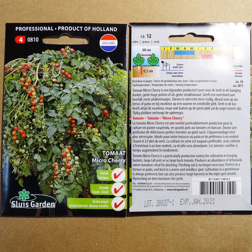 Exemple de spécimen de Tomate Micro Cherry le sachet de 12 graines environ tel que livré