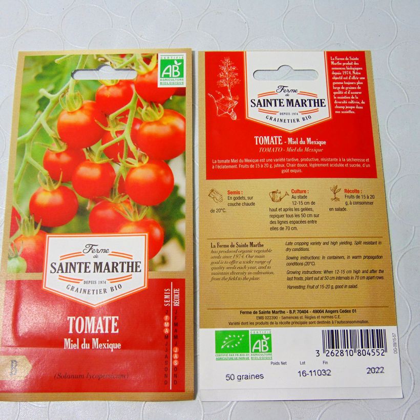 Exemple de spécimen de Tomate Miel Du Mexique Bio - Ferme de Sainte Marthe le sachet de 25 graines environ tel que livré
