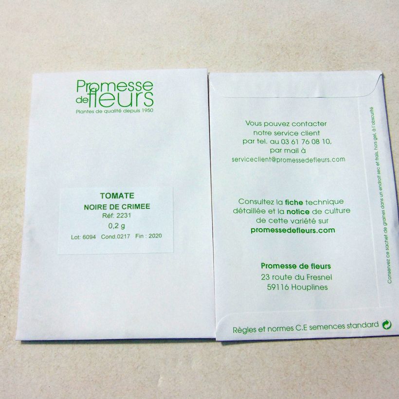 Exemple de spécimen de Tomate Noire de Crimée - Solanum lycopersicum  le sachet de +/- 60 graines environ (minimum 0,2g) tel que livré