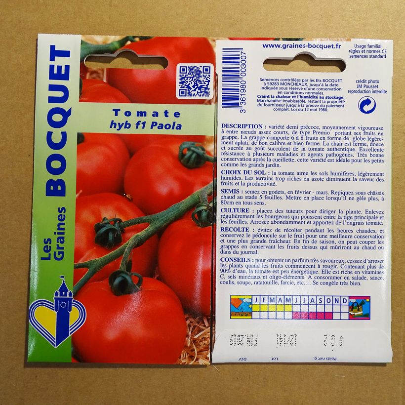 Exemple de spécimen de Tomate Paola F1 - Tomate grappe le sachet de 60 graines environ (0.2g) tel que livré
