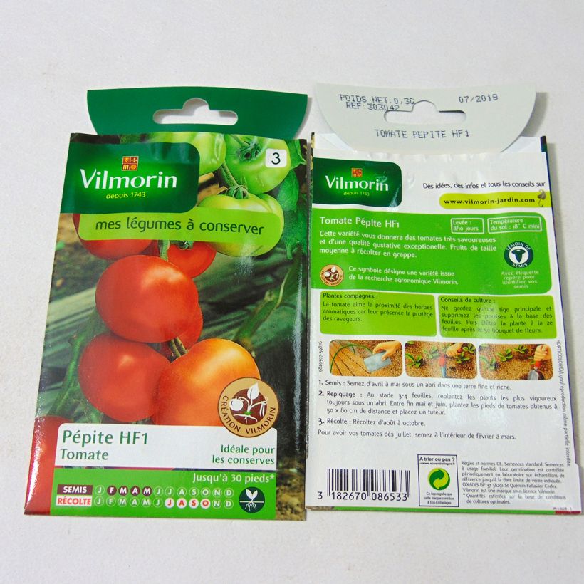 Exemple de spécimen de Tomate Pépite F1 (Création Vilmorin) - Vilmorin le sachet de 90 graines environ (0.3g) tel que livré