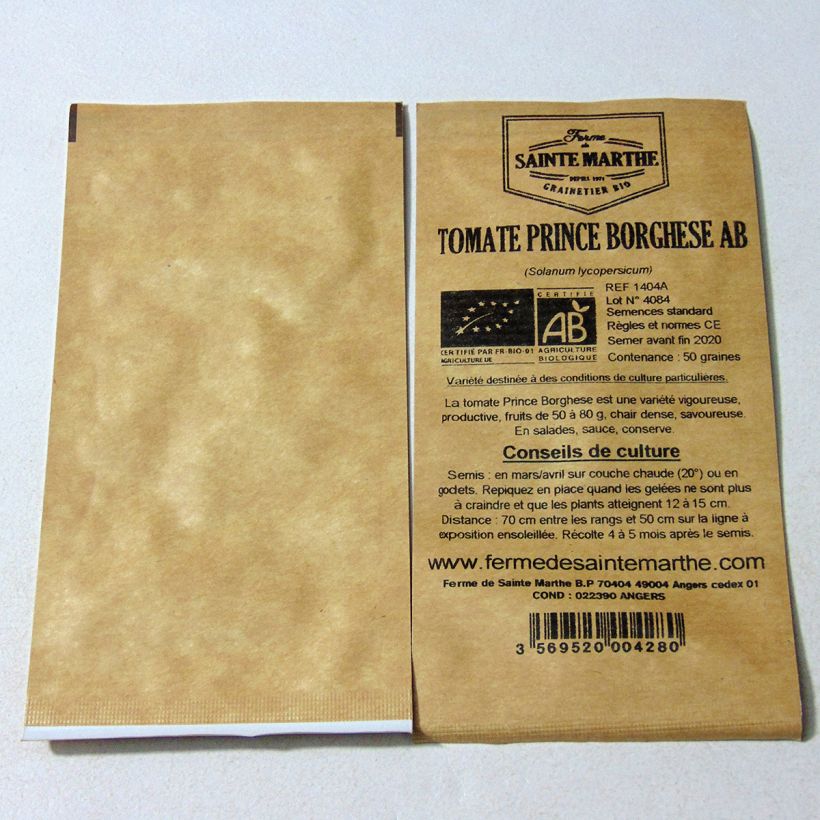 Exemple de spécimen de Tomate Prince Borghese Bio - Ferme de Sainte Marthe le sachet de 50 graines environ tel que livré