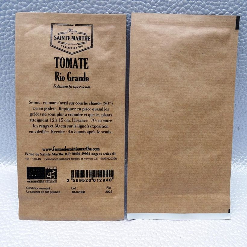 Exemple de spécimen de Tomate Rio Grande Bio - Ferme de Sainte Marthe le sachet de 50 graines environ tel que livré