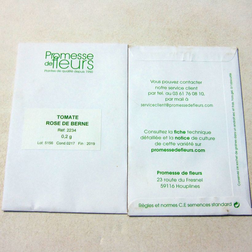 Exemple de spécimen de Tomate Rose de Berne - Solanum lycopersicum  le sachet de +/- 50 graines environ (minimum 0,2g) tel que livré