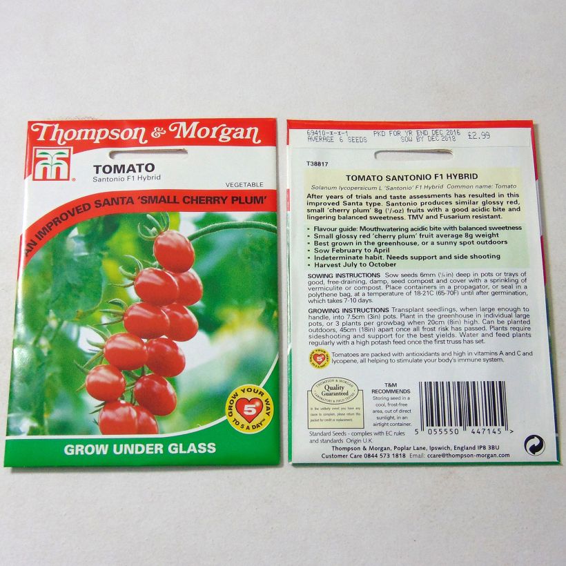 Exemple de spécimen de Tomate Santonio F1 - Tomate Cerise le sachet de 6 graines environ tel que livré