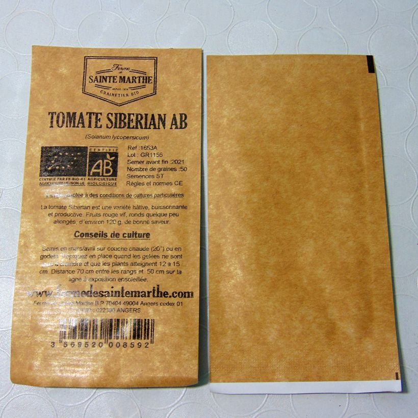 Exemple de spécimen de Tomate Siberian Bio - Ferme de Sainte Marthe le sachet de 50 graines environ tel que livré