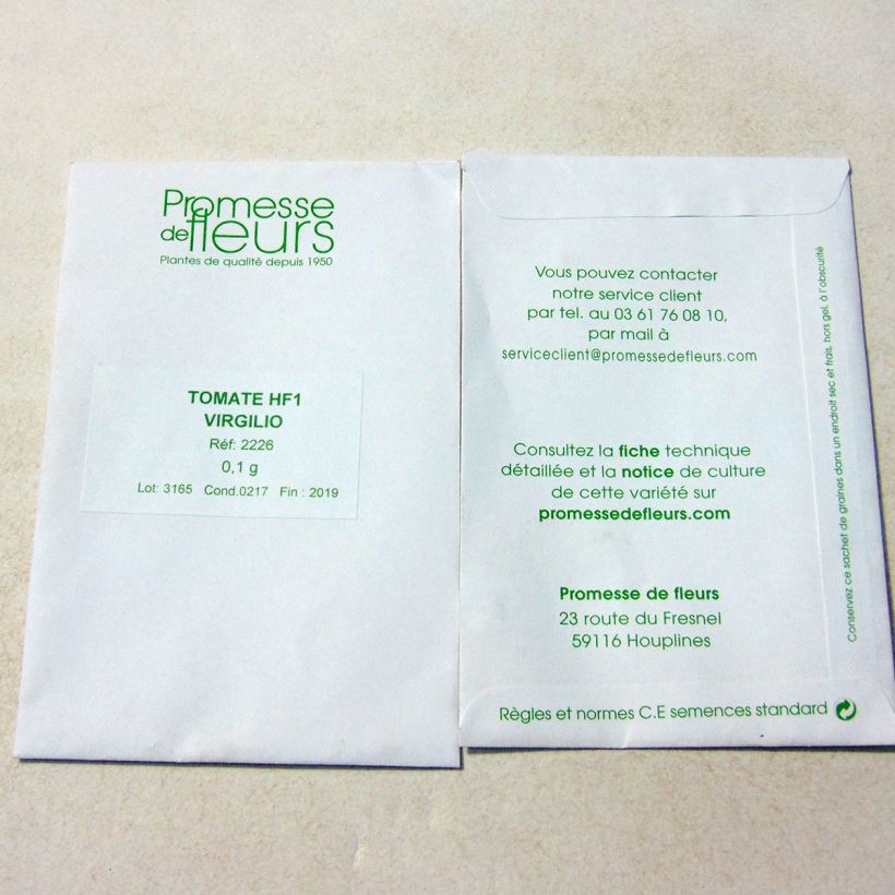 Exemple de spécimen de Tomate Virgilio F1 le sachet de 30 graines environ (0.1g) tel que livré